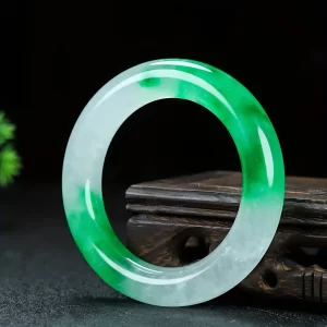 Natural stone round popsicle green floating flower fashion bracelet - 图片 3