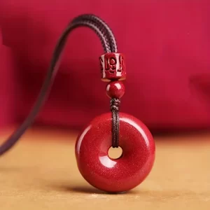 Bohemian style red cinnabar pendant necklace - unisex, auspicious talisman, perfect Valentine's Day gift - 图片 5