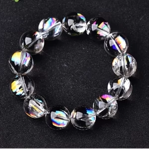 Elegant rainbow crystal bracelet with sparkling multicolor beads-fashionable rock crystal jewelry, ideal choice for couples, perfect Valentine's Day and New Year gifts, big beads and temperament. - 图片 5