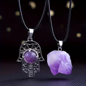 Irregular rock crystal original stone hexagonal column set universal necklace pendant for men and women daily wear holiday gifts affordable Mother's Day ideas, DIY Father's Day gifts. - 图片 4