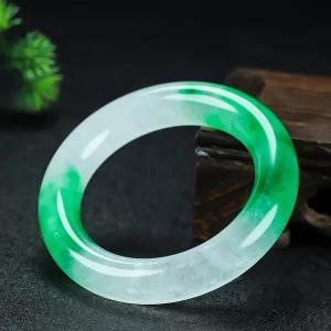 Natural stone round popsicle green floating flower fashion bracelet - 图片 2