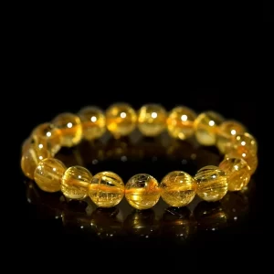 Natural gold crystal beaded bracelet for women-a symbol of luxury wealth, an ideal gift for mother or girlfriend, suitable for any occasion.
