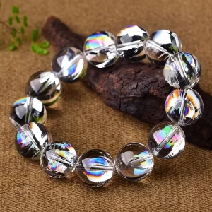 Elegant rainbow crystal bracelet with sparkling multicolor beads-fashionable rock crystal jewelry, ideal choice for couples, perfect Valentine's Day and New Year gifts, big beads and temperament. - 图片 3