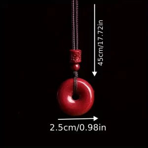 Bohemian style red cinnabar pendant necklace - unisex, auspicious talisman, perfect Valentine's Day gift - 图片 2