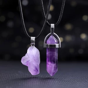 Irregular rock crystal original stone hexagonal column set universal necklace pendant for men and women daily wear holiday gifts affordable Mother's Day ideas, DIY Father's Day gifts.
