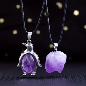 Irregular rock crystal original stone hexagonal column set universal necklace pendant for men and women daily wear holiday gifts affordable Mother's Day ideas, DIY Father's Day gifts. - 图片 3
