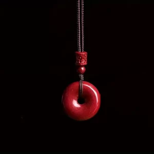 Bohemian style red cinnabar pendant necklace - unisex, auspicious talisman, perfect Valentine's Day gift - 图片 4