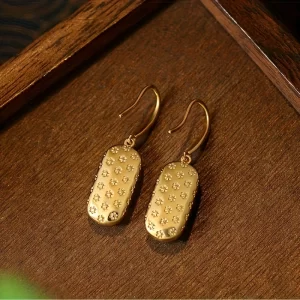 Elegant retro oval jade pendant earrings - 图片 3
