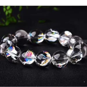 Elegant rainbow crystal bracelet with sparkling multicolor beads-fashionable rock crystal jewelry, ideal choice for couples, perfect Valentine's Day and New Year gifts, big beads and temperament.