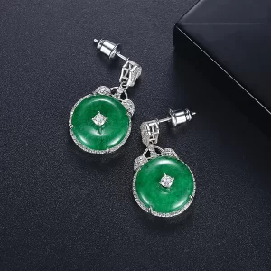 Royal style China green jade earrings - 图片 2