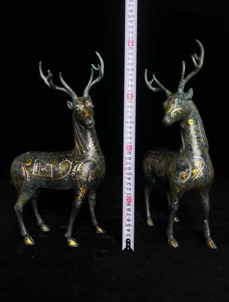 Bronze with inscriptions of gold and silver, bronze deer - 图片 4