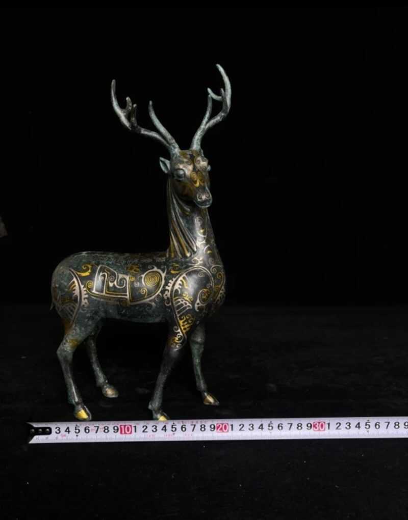 Bronze with inscriptions of gold and silver, bronze deer - 图片 5