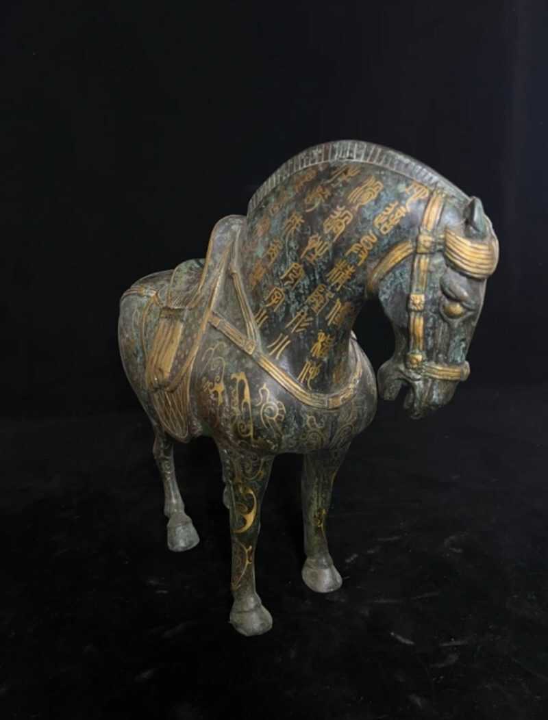 Antique bronze horse with gold inlay - 图片 4