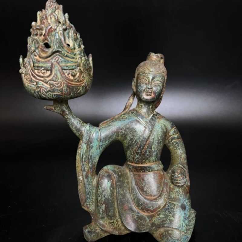 Bronze kneeling figurine